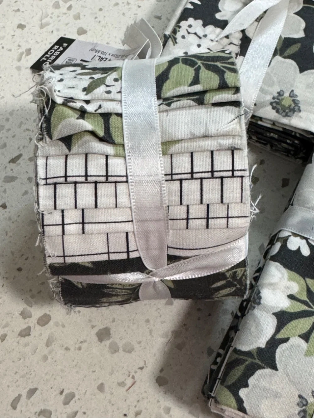 Quilt Pieces in Greens, Blacks, Grays and Creams Modern Farmhouse